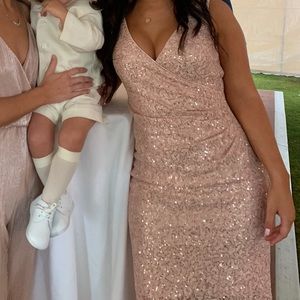 Vince Camuto rose gold sequin cocktail dress